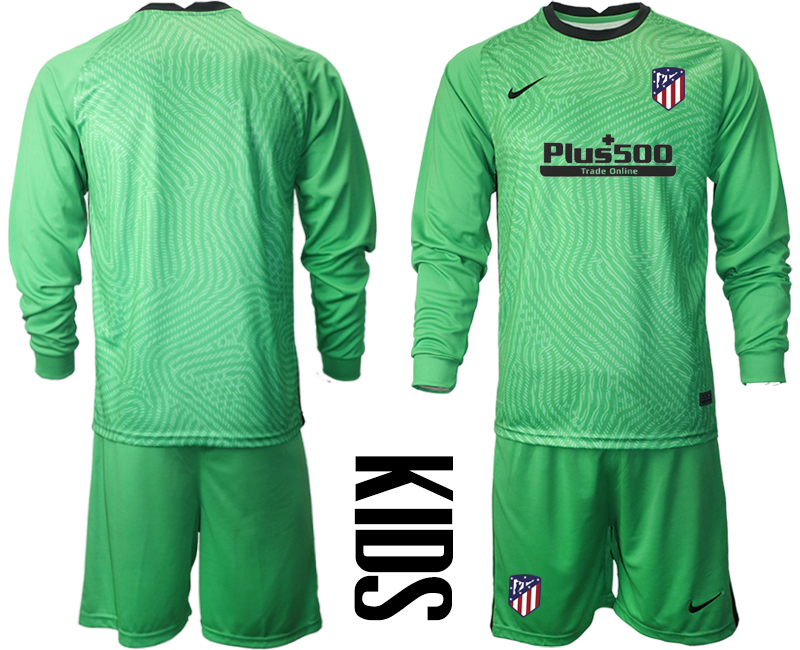 2021 Atletico Madrid green goalkeeper long sleeve youth soccer jerseys
